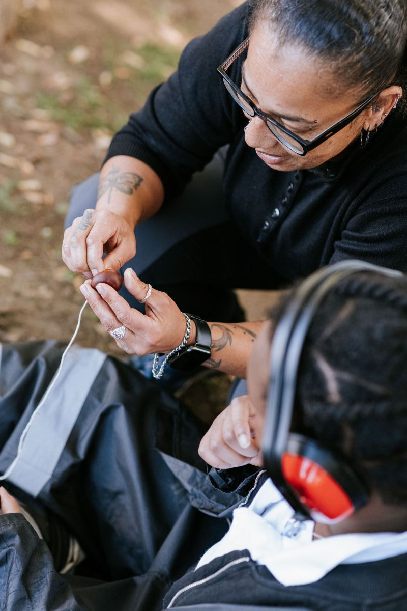 Teacher and student at Forest school